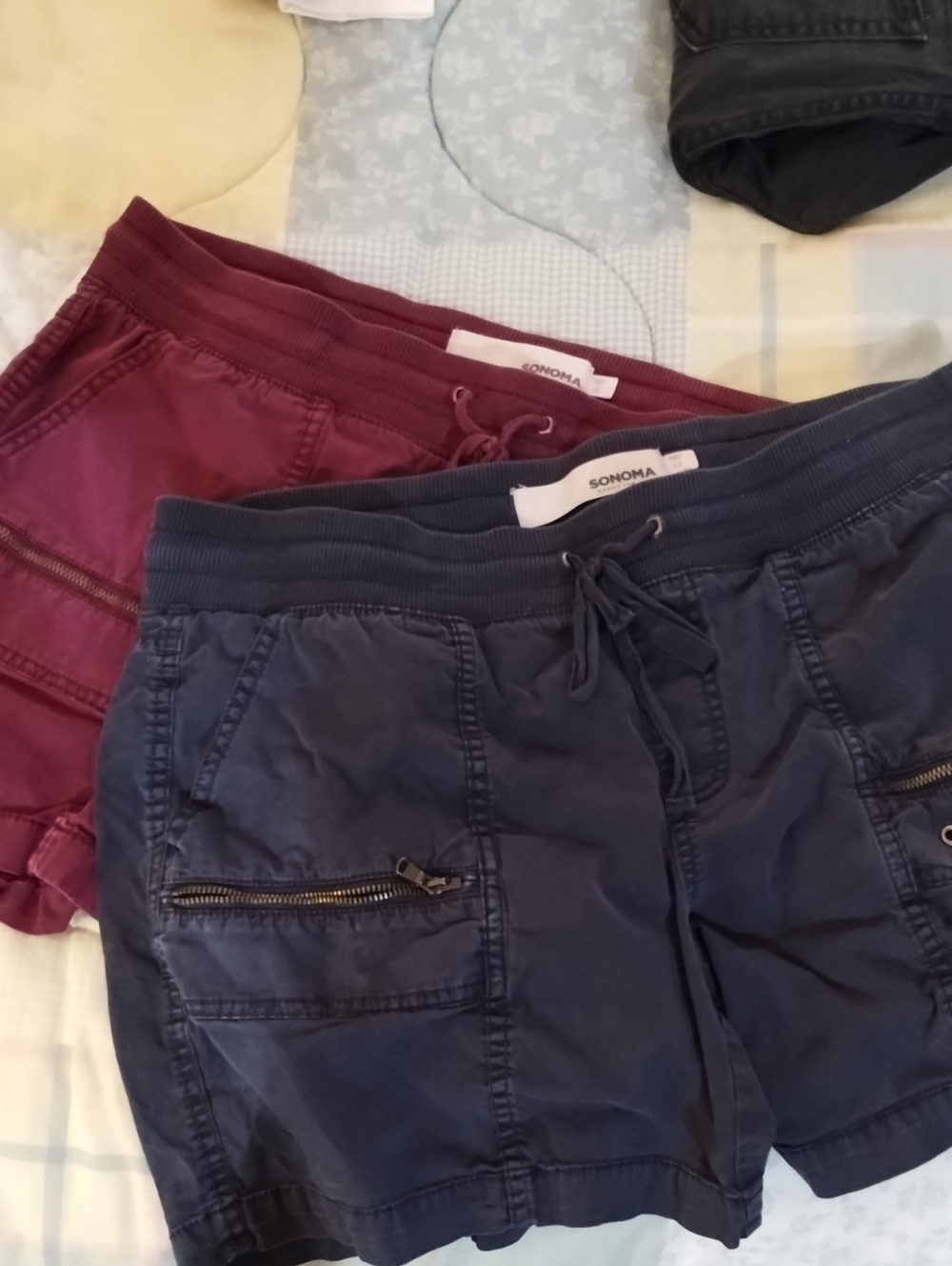 SONOMA Women's Cargo Drawstring Shorts - Navy and Wine